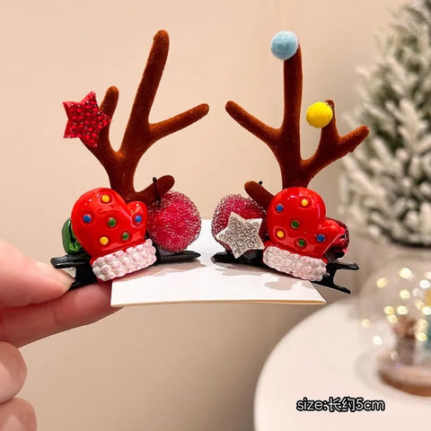 Christmas Hair Accessories 1Pair Cute Cartoon Antler Hair Clips For Women Girls Lovely Hair Ornament Hairpins Barrettes Hairgrip