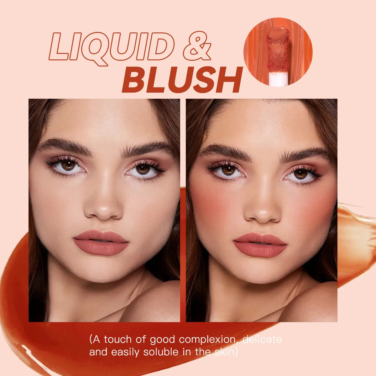 Multifunctional Liquid Blush with Smooth Texture Long Lasting Pigmentation Hydrating Formula and High Light Effect for Makeup