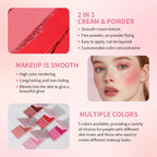 Lakerain 2in1 Cream & Powder Blush Palette Natural Long-lasting High Pigment Blush Makeup Pan Clear Vitality Girl Blush Palette