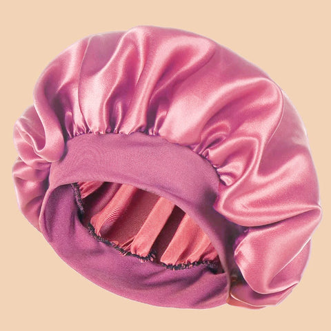1pc Women's Solid Color Satin Wide-Brimmed Shower Cap, Suitable For Daily Use Silk Bonnet Satin Bonnet