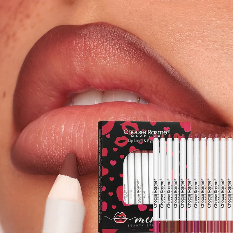 12 Colors Sexy Matte Lipstick Pencil Waterproof Lasting Lip Liner Pen Non-stick Cup Lip Contour Pencil Beauty Makeup Set