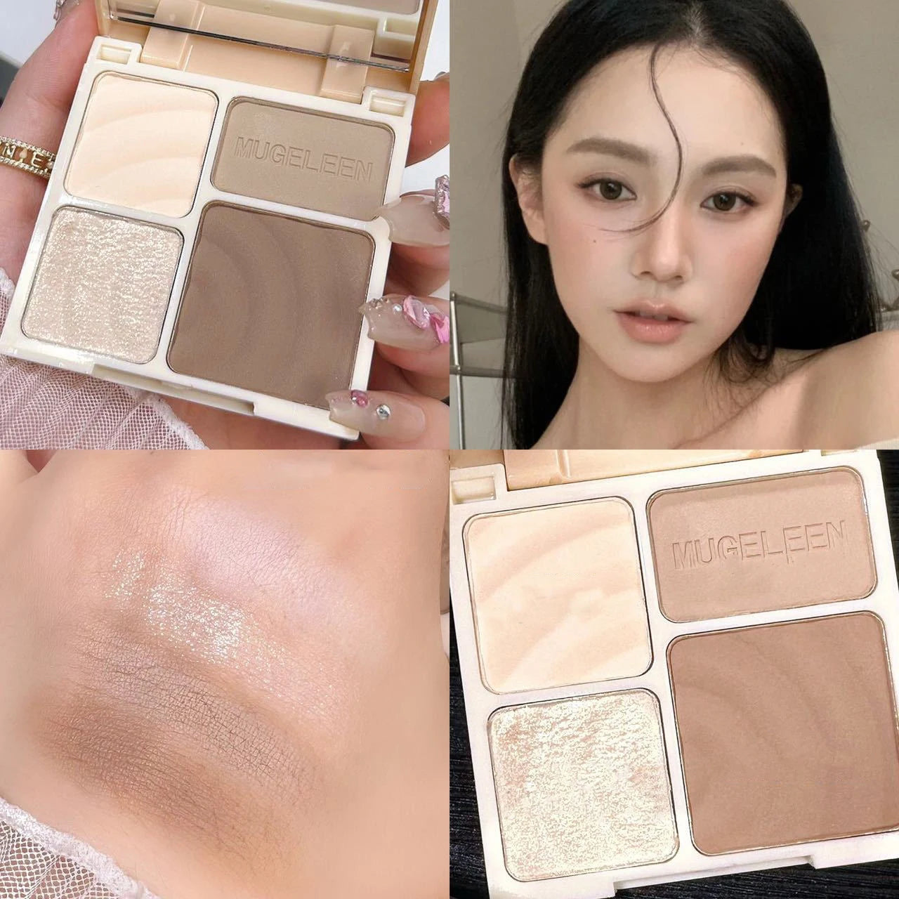 4Colors Matte Highlighter Contour 3D Facial Bronzer Brightening Glitter Highlight Palette Eye Shadow Nose Powder Makeup Cosmetic