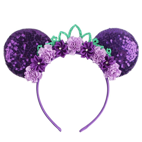 Disney Mickey 3.3"Velvet Ears Headband For Girls Soft Bow Hairband Halloween Festival Party Christmas DIY Hair Accessories