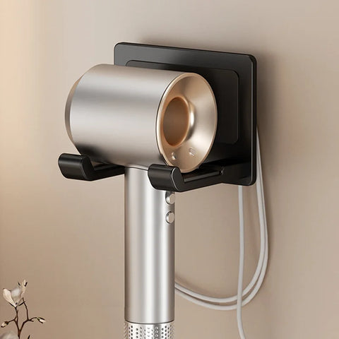 Aluminum Hair Dryer Rack Wall Mounted Self-adhesive Hairdryer Cradle for Dyson Hair Dryer Holder without Drilling Bathroom Shelf