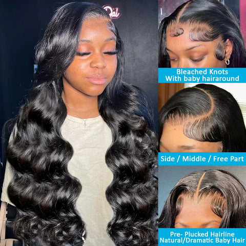 30 inch 250 Density 13x4 HD Lace Front Human Hair Wigs For Women Body Wave Brazilian Short Bob Glueless Frontal Wig Pre Plucked