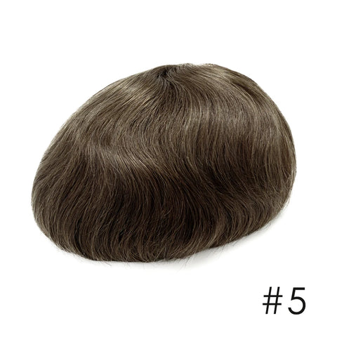 Invisible Knot Natural Hairline Men Toupee Thin Skin Male Wig Remy Human Hair 0.06mm 0.1mm Men's Capillary Prosthesis System