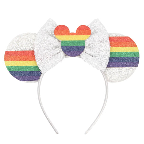 2023 Disney Christmas Mickey Ears Headband For Girls Sequins Bow Festivall Party Hairband DIY Hair Accessories
