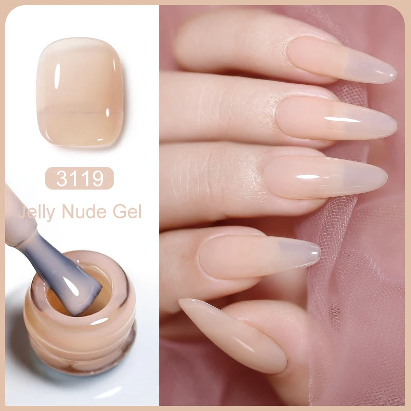 Arte Clavo Transparent Nude Pink Color Jelly Gel Nail Polish Semi Permanent 15ml Top Coat Soak Off UVLED Varnish Nail Art Design