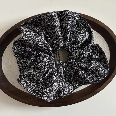 korea fashion Leopard print oversized scrunchie for women elastic big hair tie girls black hair rubber bands Retro hair rope
