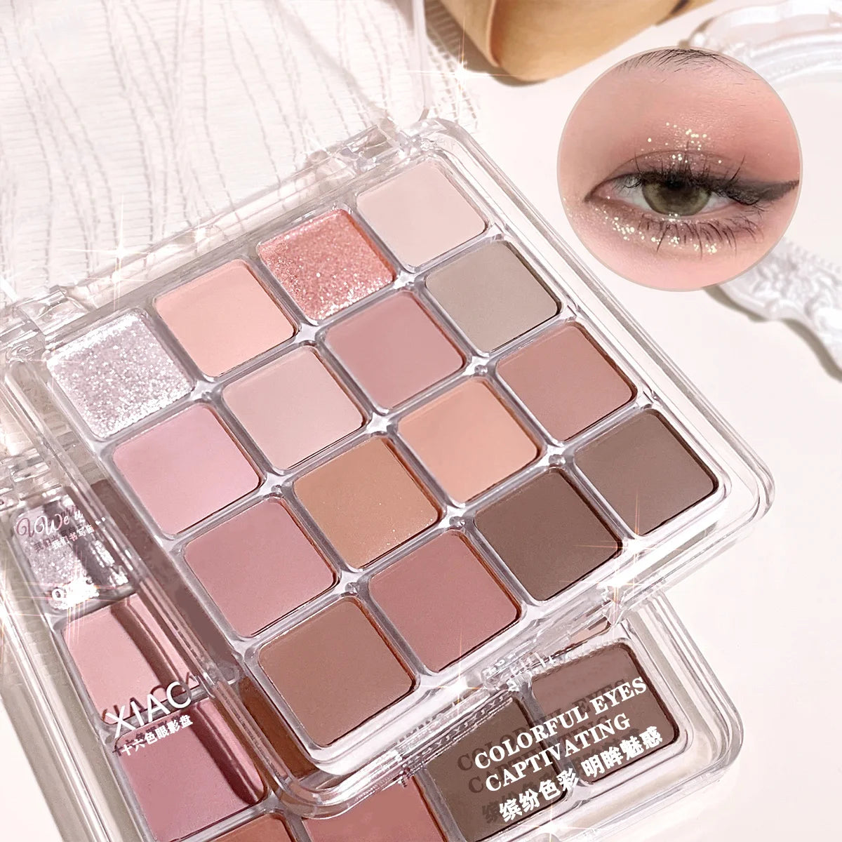 XIAOYUMI 16-Color Sunset Contour & Highlighter Palette – Waterproof, Long-Lasting, Eye & Face Makeup, Unisex, Certified