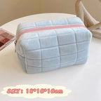 Large Women Zipper Makeup Organizer Handbag Solid Fur Cosmetic Storage Bag Stationery Pencil Case Travel Make Up Toiletry Punch