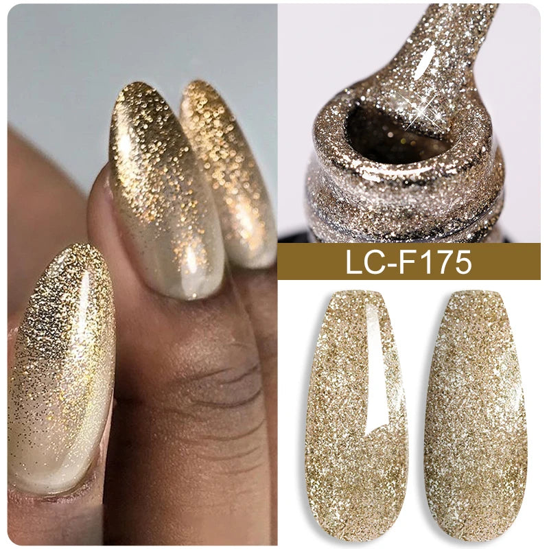 LILYCUTE 7ML Pink Glitter Nail Gel Polish Nude Natural Long Lasting Manicure Soak Off UV LED Nail Art Base Top Coat Gel Varnish