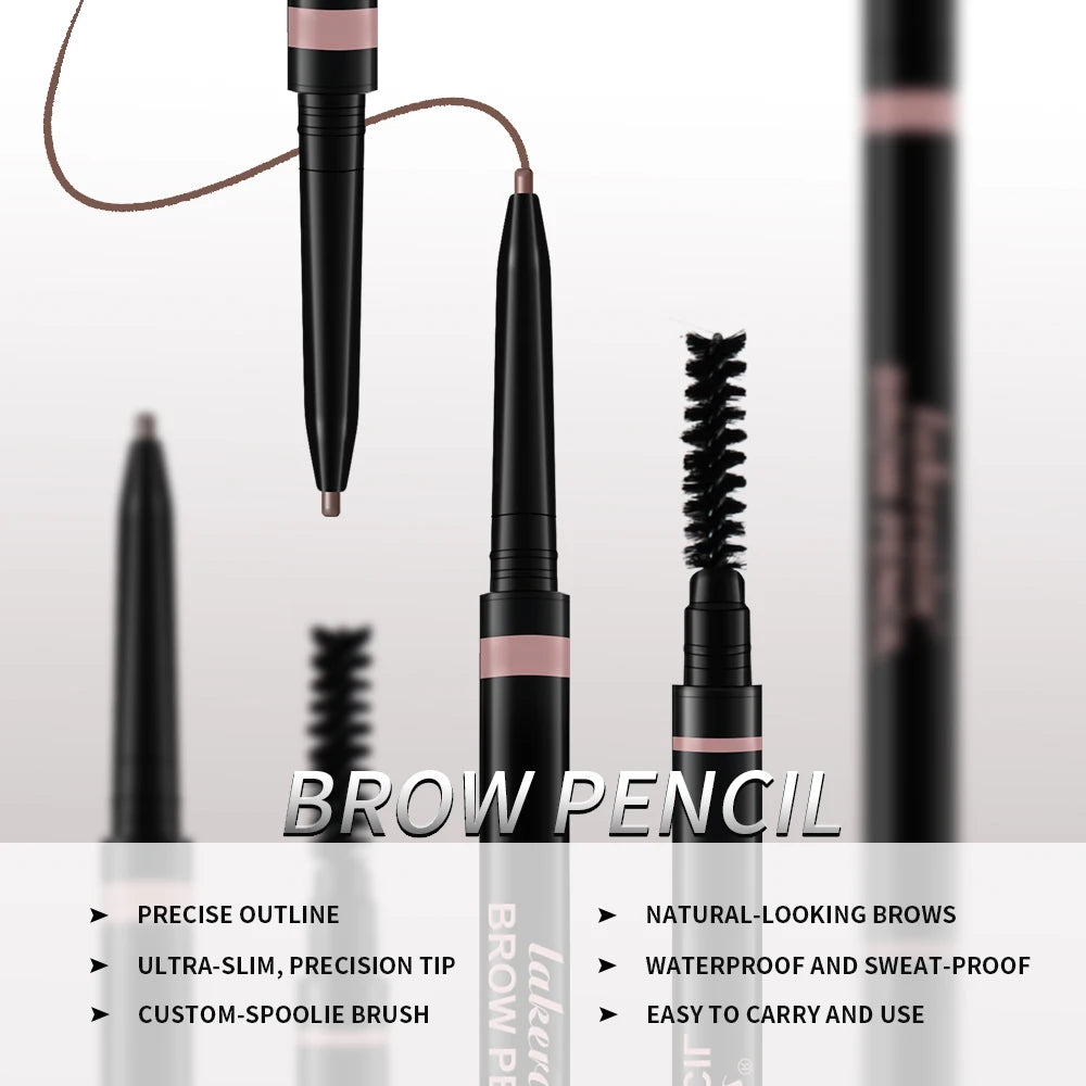 3Colors Double-headed Eyebrow Pencil Automatic Rotation Ultra-fine Eyebrow Pencil Waterproof Makeup Free Eye Cosmetics For Women