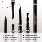 3Colors Double-headed Eyebrow Pencil Automatic Rotation Ultra-fine Eyebrow Pencil Waterproof Makeup Free Eye Cosmetics For Women