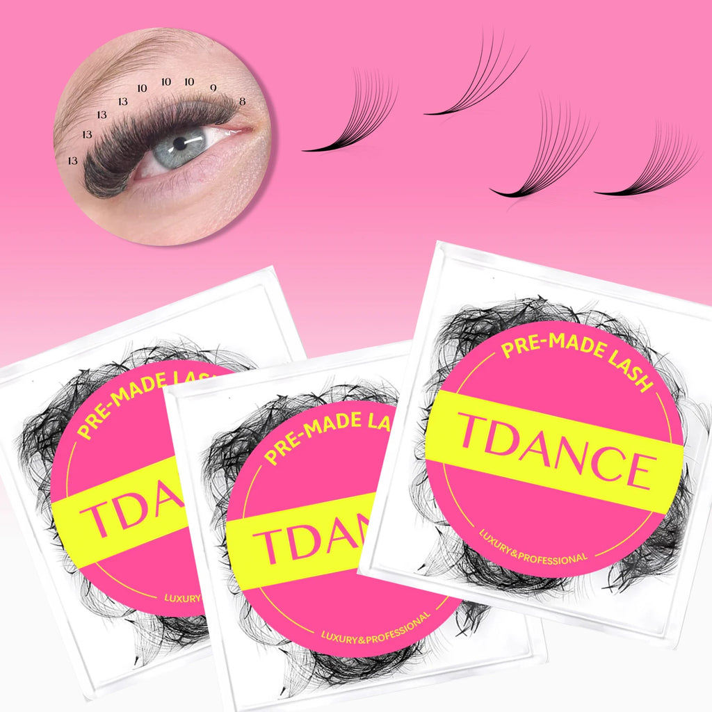 TDANCE 500 Fans Loose Fan Lashes Eyelash Extensions 5D 6D 8D 10D Pointy Base Premade Medium Stem Sharp Thin Russian VolumeLash