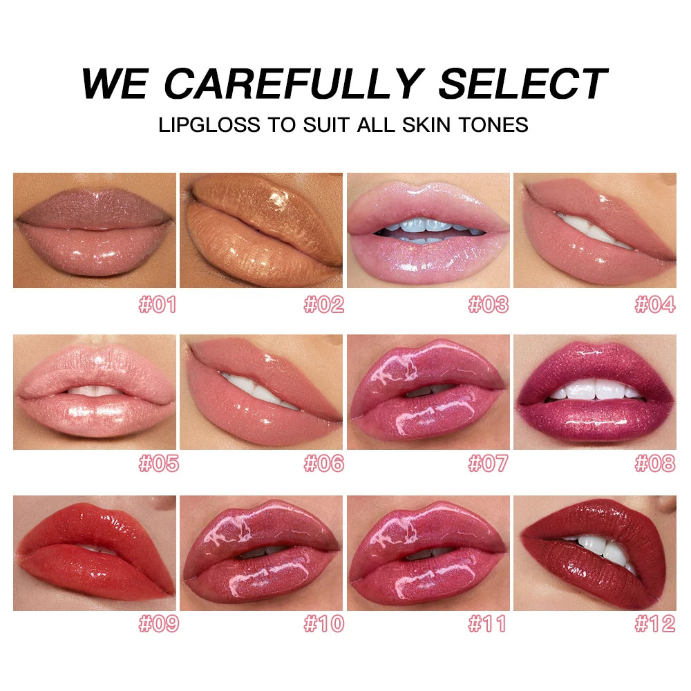 USHAS 12 colors mirror fine flash liquid lipstick pearlescent color waterproof sweatproof non-stick cup lip gloss