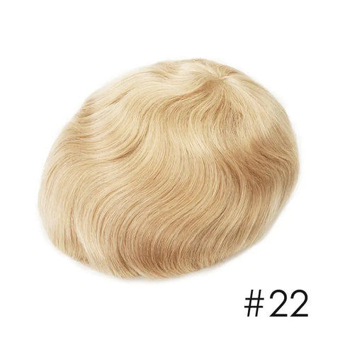 Invisible Knot Natural Hairline Men Toupee Thin Skin Male Wig Remy Human Hair 0.06mm 0.1mm Men's Capillary Prosthesis System