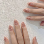 Sweet Gradient Pink Fake Nail Tips Ins Simple Nude Color False Nails Round Head Korean Girl Lady Press on nail Wearable 24pcs