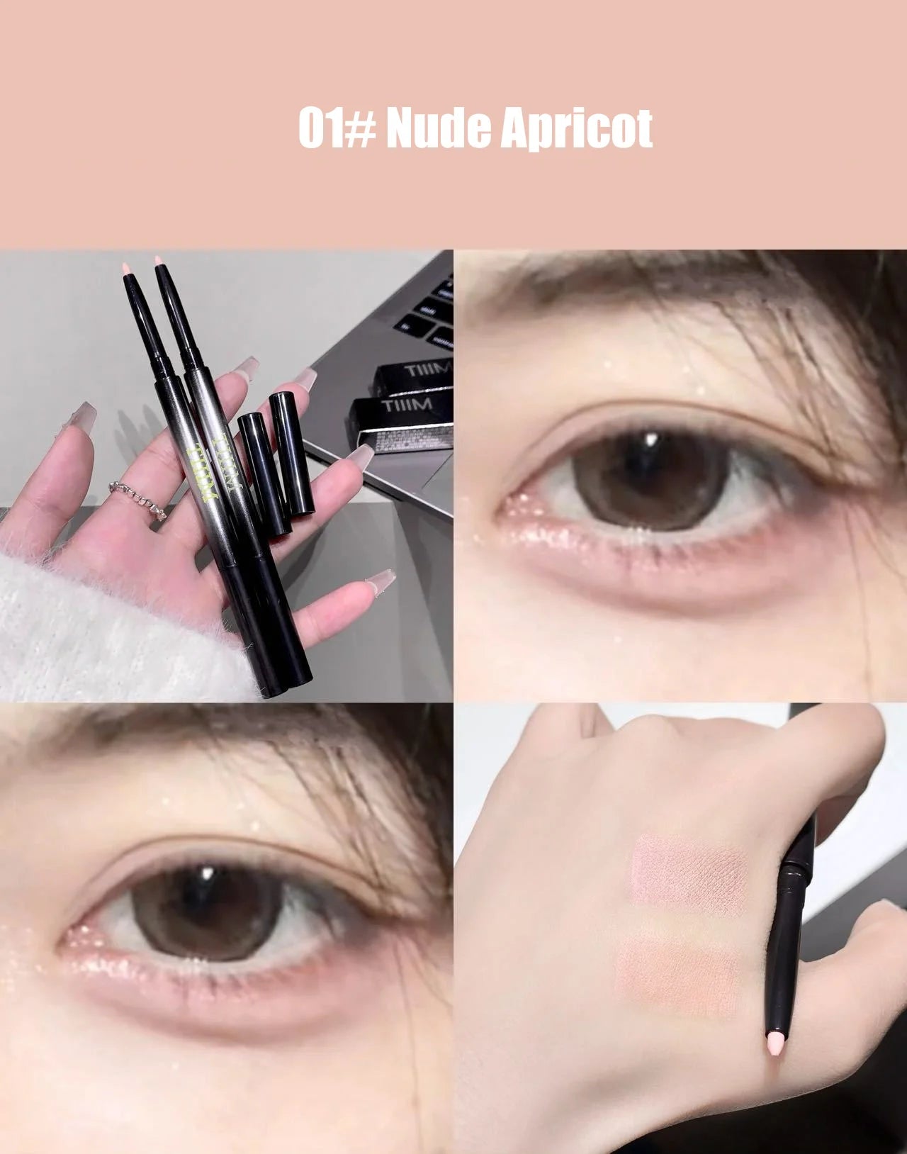 Ultra-fine Gel Eyeliner Pencil Pink Apricot Under Eye Liner Pen Waterproof Matte Aegyosal Lying Silkworm Quick Drying Eye Makeup