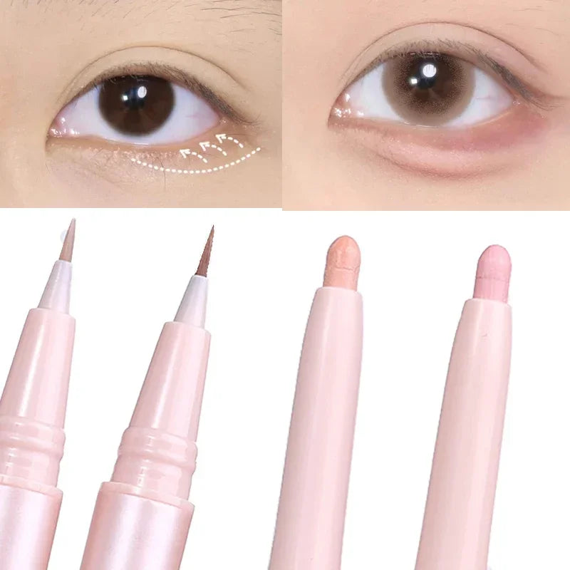 Sweetmint Mulitfuntiona Double Ended Lying Silkworm Pencil Highlighter Makeup Pen Nude Liquid Contour Liner Eye Brightener Stick