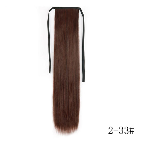 LISI GIRL Synthetic Hair 22''34'' Long Straight Ponytail Wrap Around Ponytail Clip in Hair Extensions Black Hairpiece Headwear