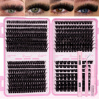 SEEUI Lash Clusters Kit Natural Look Large Capacity Lash Extension Kit with Lash Bond And Seal Eyelash Tweezers