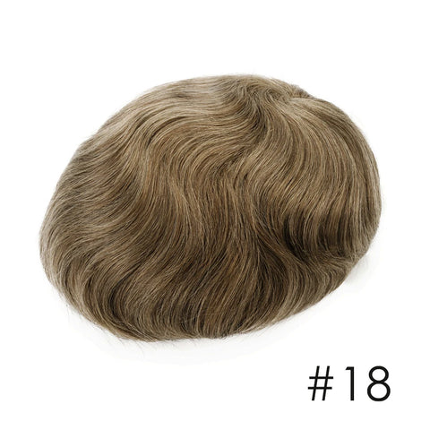 Invisible Knot Natural Hairline Men Toupee Thin Skin Male Wig Remy Human Hair 0.06mm 0.1mm Men's Capillary Prosthesis System
