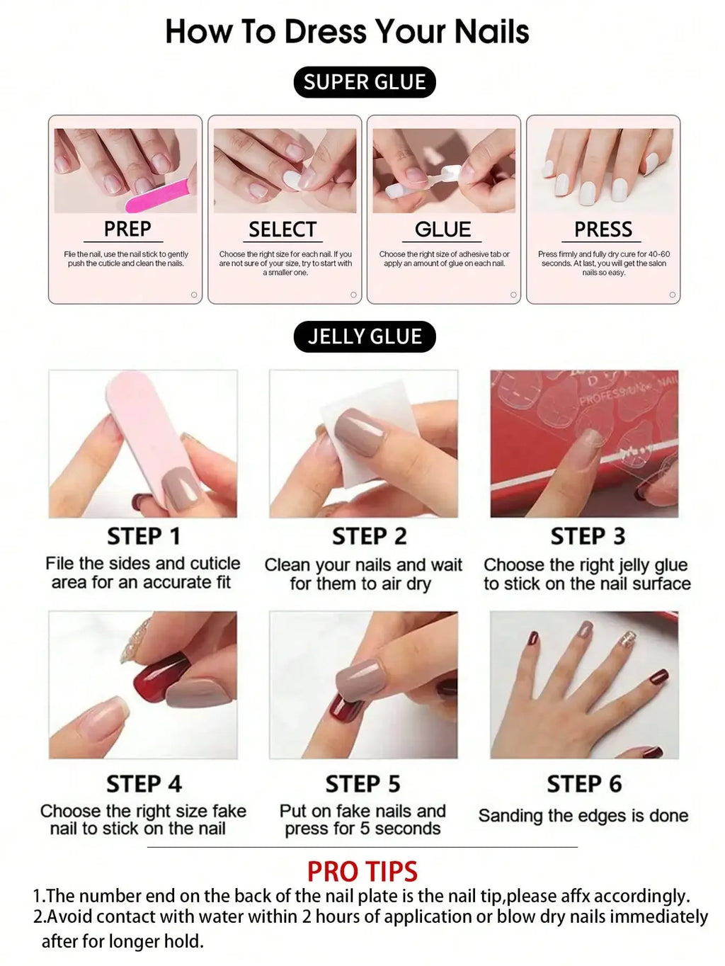 24Pcs 3D Floral French Gel Nail Stickers with Pearls, Press On Nails Set Includes Jelly Gel & Nail File