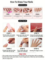 24Pcs 3D Floral French Gel Nail Stickers with Pearls, Press On Nails Set Includes Jelly Gel & Nail File