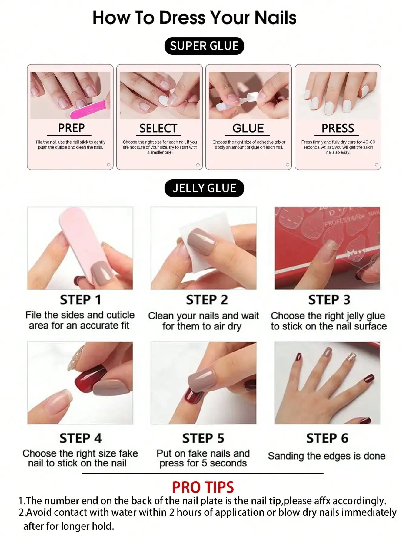 24Pcs 3D Floral French Gel Nail Stickers with Pearls, Press On Nails Set Includes Jelly Gel & Nail File