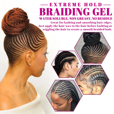 Styling Braiding Gel Wax Carbomer Long Lasting Strong Hold Pomade Anti-Frizz Smooth Hair Finishing Shaping Hair Edge Control