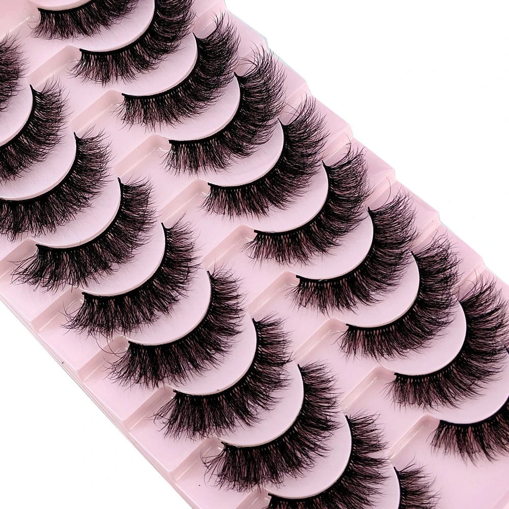 10 pairs of Russian striped eyelashes fluffy artificial mink eyelashes 3D fake eyelashes Russian curly eyelashes fake eyelashes