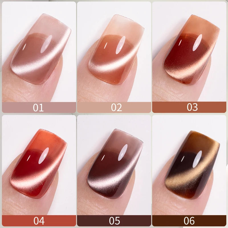 PUETNE 7.5ML Amber Moonlight Cat Magnetic Gel Nail Polish Winter Nails Jelly Glass Cat Eye Soak Off UV Semi-Permanent Varnish