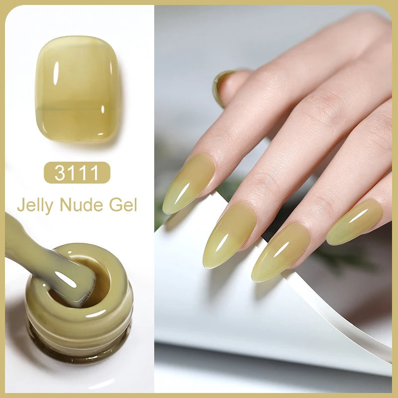 Arte Clavo Transparent Nude Pink Color Jelly Gel Nail Polish Semi Permanent 15ml Top Coat Soak Off UVLED Varnish Nail Art Design