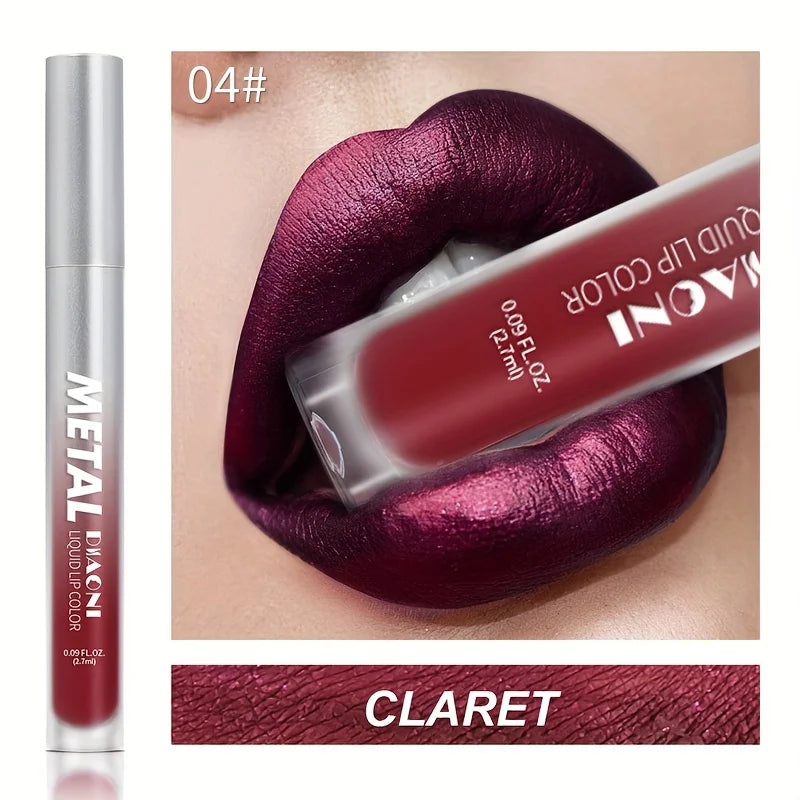 Glitter Metallic Liquid Lipstick Shimmer Easy To Color Non-stick Cup Lip Gloss Waterproof Shiny Lip Glaze Long Lasting Makeup