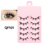 DINGSEN 5 Pairs Manga Lashes Eyes Lashes Soft Natural Long Eyelashes Fake Lashes Anime Wispy Strip False Eyelashes Makeup