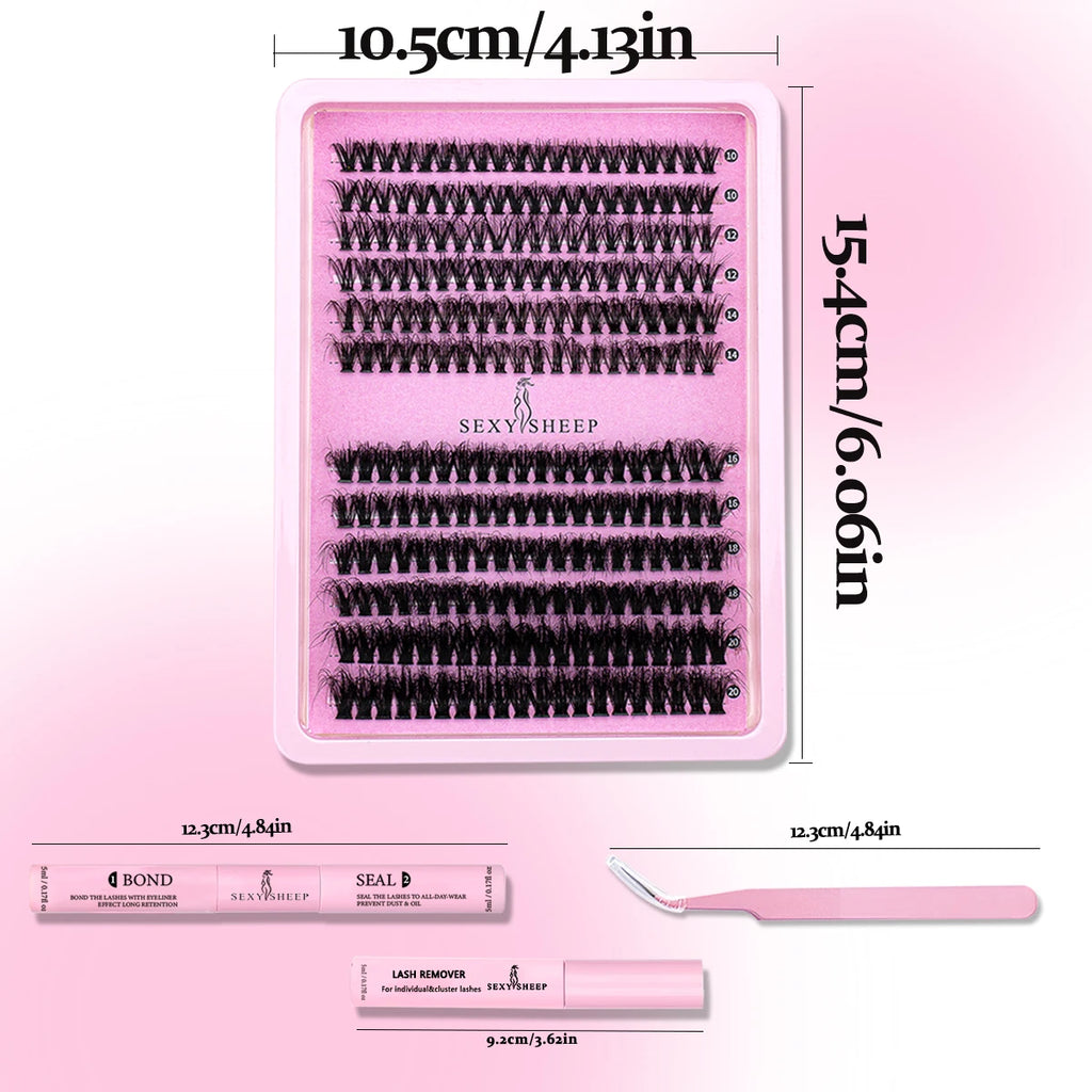 DIY Clusters Lashes 40D60D Eyelash Extension Dovetail Segmented Lashes Individual Eyelashes With Lash Glue Remover