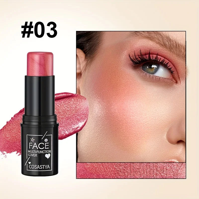 Three-in-one color multi-function waterproof makeup stick natural face multi-function: Blush, Eye Shadow, Bloom, lasting all day