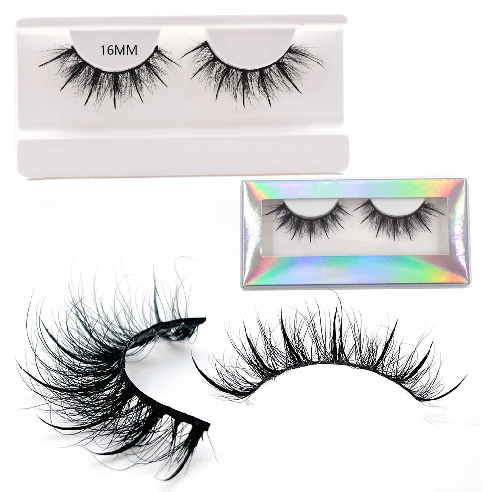 New Spike Real Mink Lashes High Quality 16mm 18mm 20mm 25mm Volume Fluffy Wispy Strip Lashes Suppliers Wholesale Mink Eyelashes