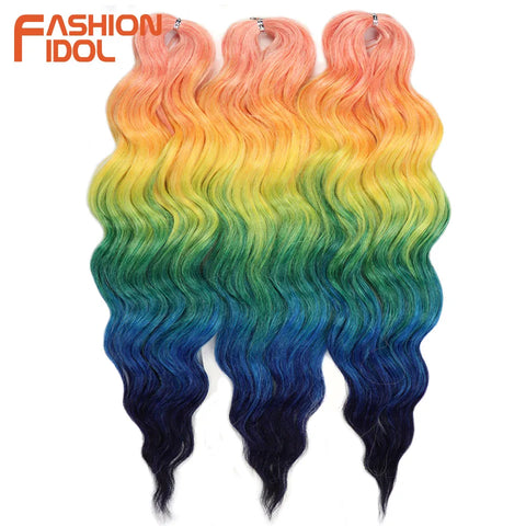 Anna Hair Synthetic Loose Deep Wave Braiding Hair Extensions 24 Inch Water Wave Braid Hair Ombre Blonde Twist Crochet Curly Hair