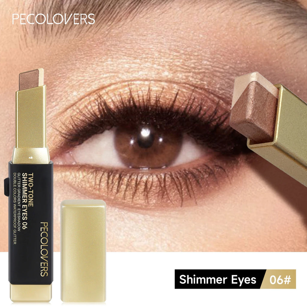 Double Color Eyeshadow Stick Glitter Highlight Shadow Stick Eye Makeup Waterproof Lasting Shimmer Metallic Eyeshadow Makeup