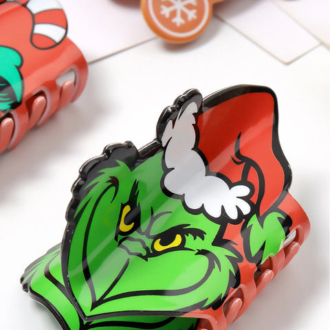 1 pc cute cartoon print Christmas seriesgrab clip hair clip hair clip hair clip hairornament on the back of the head