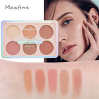 6-color blush and contouring all-in-one palette, pearlescent matte powder makeup palette glitter highlighter brighten palette