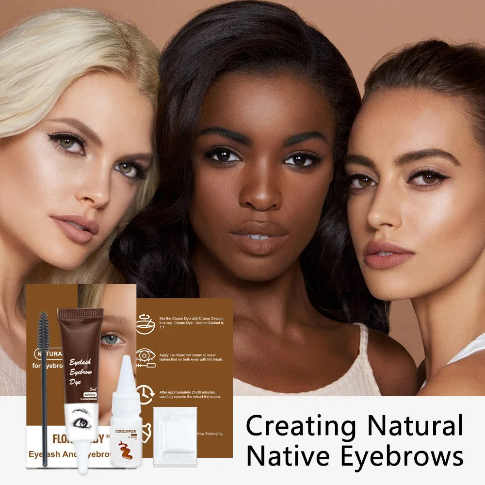 Eyelash Eyebrow Tint Kit Professional Eye Lash Brow Dye Waterproof Long Lasting Eyes Makeup Tools Black Brown Dye Eyebrow Gel