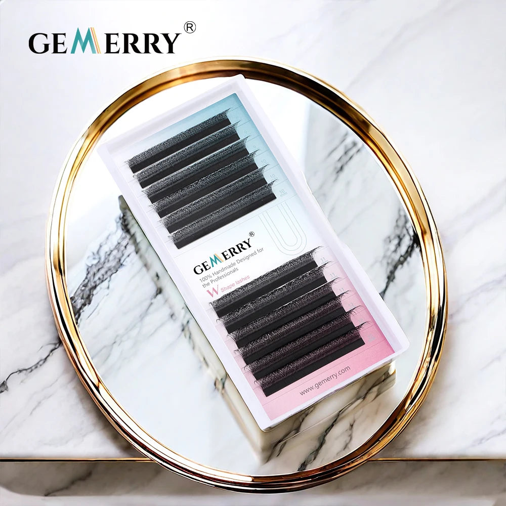 GEMERRY YY/3D/4D/5D/6D Shaped Natural Extension Eyelash Double Layers(3D/4D) Premade Volume W Shape Waterproof Fake Lashes