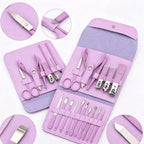 16pcs Stainless Steel Manicure & Pedicure Tool Set, Nail Care Kit, Suitable For Home, Office, Outdoor Travel, Gifts, Nail Salons, Back To School