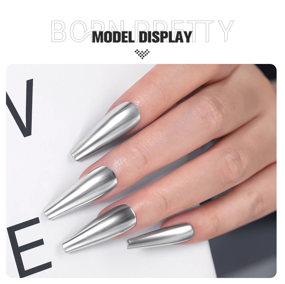 BORN PRETTY 5ml Metallic Painting Gel Polish Strong Silver Effection Nail Art Soak Off Gel Nail Polish Silver Mirror Gel