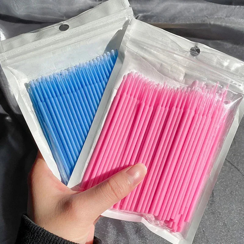 Brush Lash Extension 100Pcs Eyelash Cleaning Micro Cotton Swab Individual Eyelashes Microbrush Beauty Makeup Clean Remover Tools