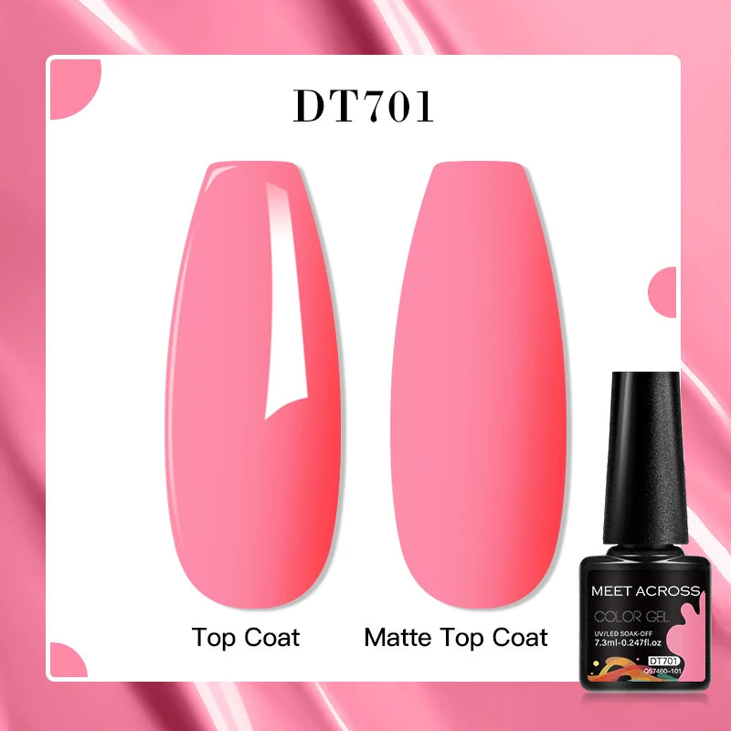 MEET ACROSS 8 Colors Mirror Gel Nail Polish Long-lasting Quick-drying Metallic Gold Silver Red Semi Permanent Varnish Nail Art