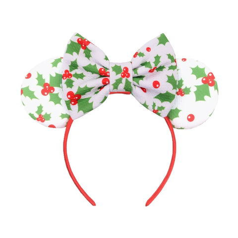 2023 Disney Christmas Mickey Ears Headband For Girls Sequins Bow Festivall Party Hairband DIY Hair Accessories